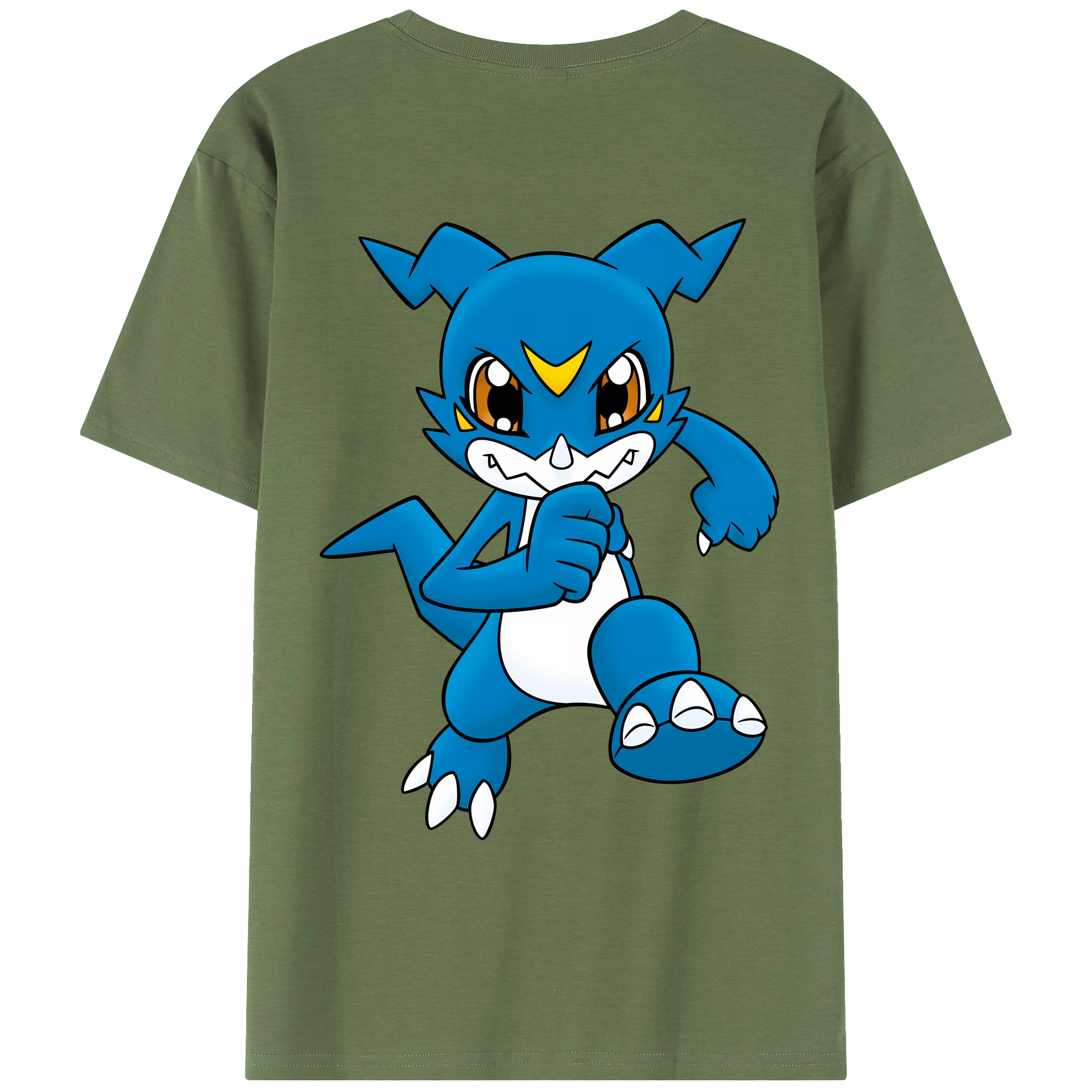 （画像用） Digimon デジタルモンスター/デジモン 綿100％ メンズ半袖Tシャツ（バックプリント） 通気性